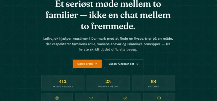 Izdivaj.dk er en dansk platform for ægteskab og partnersøgning. Vi stod for design og opbygning af en tryg og professionel hjemmeside, der understøtter platformens formål.